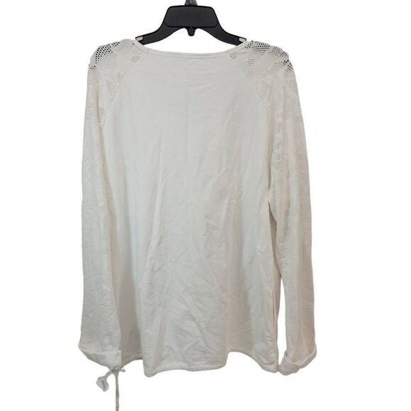 Soft Surroundings Size Large Top Womens White Perforated Raglan Sleeves Cuffed S - Picture 2 of 7